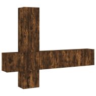 ТВ стенни модули, 5 части, опушен дъб, инженерно дърво