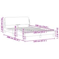 Рамка за легло Dover, черна, бяла, 140x190 см изкуствена кожа