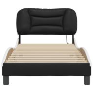 Рамка за легло с LED без матрак Hvar черно и бяло 90x190 см