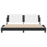 Рамка за легло без матрак Zadar, черна, бяла, 200x200см, изкуствена кожа