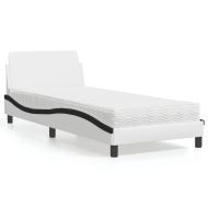 Легло с матрак Dover, бяло и черно, 80x200 см, изкуствена кожа