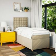 Боксспринг легло с матрак, кремава, 80x200 см, плат