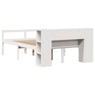 Легло с етажерка за книги, без матрак, 135x190 см, бор масив