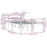 Легло с етажерка за книги, без матрак, 135x190 см, бор масив