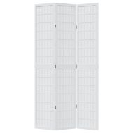 Разделител за стая, 3 панела, бял, дърво пауловния масив