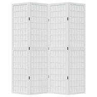 Разделител за стая, 4 панела, бял, дърво пауловния масив