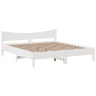 Рамка за легло без матрак, бял, 180x200 см, бор масив