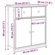 Сайдборд, дъб артизан, 70x30x80 см, инженерно дърво
