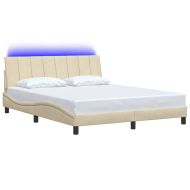 Рамка за легло без матрак Hanko, кремава, 160x200 см, плат