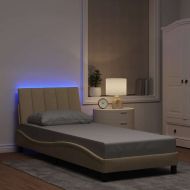 Рамка за легло без матрак Hanko, кремави, 90x190 см, плат