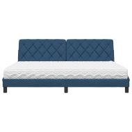 Легло с матрак, синьо, 200x200 см, плат