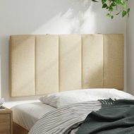 Мека табла за легло Hanko, кремава, 100 см, плат