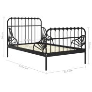 Рамка за разтегателно легло, черна, метал, 80x130/200 cм