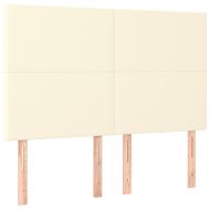 LED горна табла за легло, кремава, 144x5x118/128 см