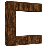 Комплект ТВ шкафове от 7 части, опушен дъб, инженерно дърво