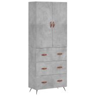 Висок шкаф, бетонно сив, 69,5x34x180 см, инженерно дърво