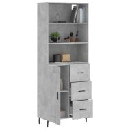 Висок шкаф, бетонно сив, 69,5x34x180 см, инженерно дърво