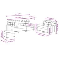 Комплект дивани от 3 части с възглавници, светложълт, плат