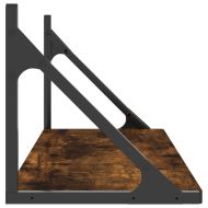 Стенни рафтове 2 бр опушен дъб 80x25x25,5 см инженерно дърво