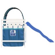 Детско високо легло с тунел, синьо, 80x200 см, бор масив