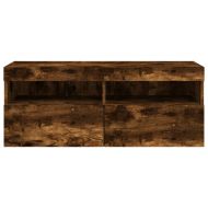 Стенен ТВ шкаф с LED осветление, опушен дъб, 100x30x40 см