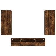 ТВ стенни модули, 5 части, опушен дъб, инженерно дърво