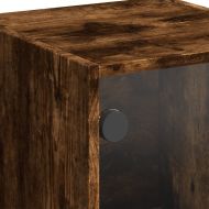 Висок шкаф със стъклена врати, опушен дъб, 35x37x109 см