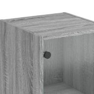 Висок шкаф със стъклени врата, сив сонома, 35x37x142 см