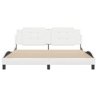 Рамка за легло без матрак Zadar, бяла, 180x200 см, изкуствена кожа