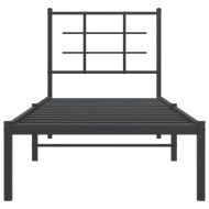 Метална рамка за легло с горна табла, черна, 75x190 см