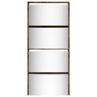 Шкаф за обувки с огледало, 4 нива, опушен дъб, 63x17x134 см