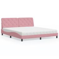 Легло с матрак, розово, 180x200 см, кадифе