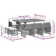 Градински комплект с възглавници, 11 части, бежов полиратан