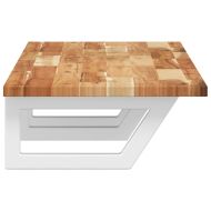 Стенен рафт за мивка, стомана и масивно дърво акация