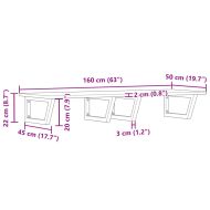 Стенен рафт за мивка, стомана и масивно дърво акация
