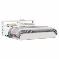 Рамка за легло с табла, бяла, 200x200 см, бор масив