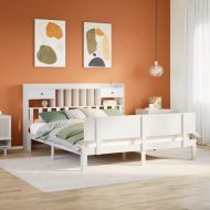 Легло с етажерка за книги, без матрак, 180x200 см, бор масив