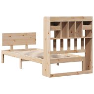 Легло с рафтове за книги, без матрак, 90x190 см, бор масив