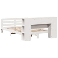 Рамка за легло без матрак, бял, 135x190 см, бор масив