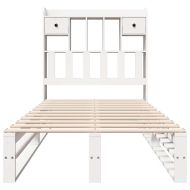 Легло с рафтове за книги, без матрак, бял, 90x190 см, бор масив