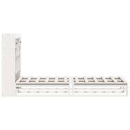 Легло с рафтове за книги, без матрак, бял, 90x190 см, бор масив