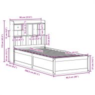 Рамка за легло без матрак, бял, 90x200 см, бор масив