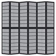Разделител за стая, 6 панела, черен, дърво пауловния масив