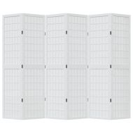 Разделител за стая, 6 панела, бял, дърво пауловния масив