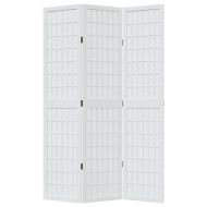 Разделител за стая, 3 панела, бял, дърво пауловния масив