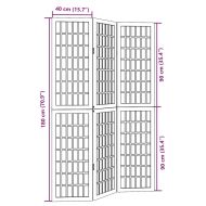 Разделител за стая, 3 панела, бял, дърво пауловния масив