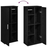 Шкаф за баня с държач за ролки, черни, 39x22x90 см