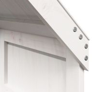 Двуетажно легло с покрив, бял, 80x200 см, борово дърво масив