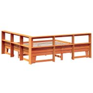 Легло с етажерка за книги, без матрак, 200x200 см, бор масив