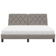 Легло с матрак, таупе, 160x200 см, плат